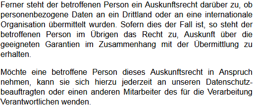 Recht auf Auskunft 3