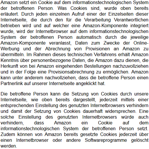 Datenschutzbestimmungen zu Einsatz und Verwendung von Funktionen des Amazon-Partnerprogramms 2