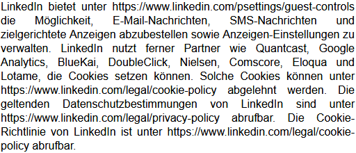 Datenschutzbestimmungen zu Einsatz und Verwendung von LinkedIn 3