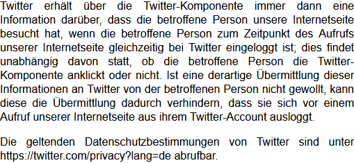 Datenschutzbestimmungen zu Einsatz und Verwendung von Twitter 3